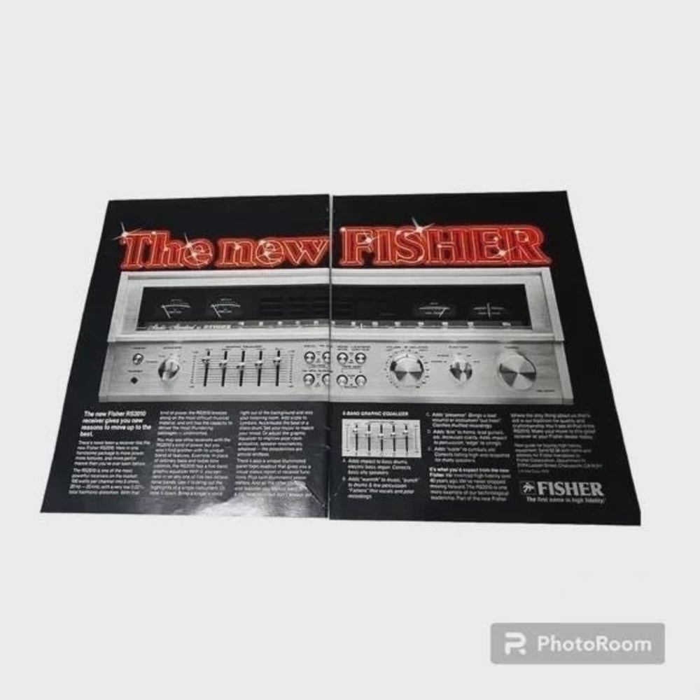 1980 Fisher Radio Receiver Double Page Original Vintage Print Ad